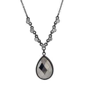 1928 Jewelry Hematite Teardrop Multi Crystal Pendant Necklace For Women #98